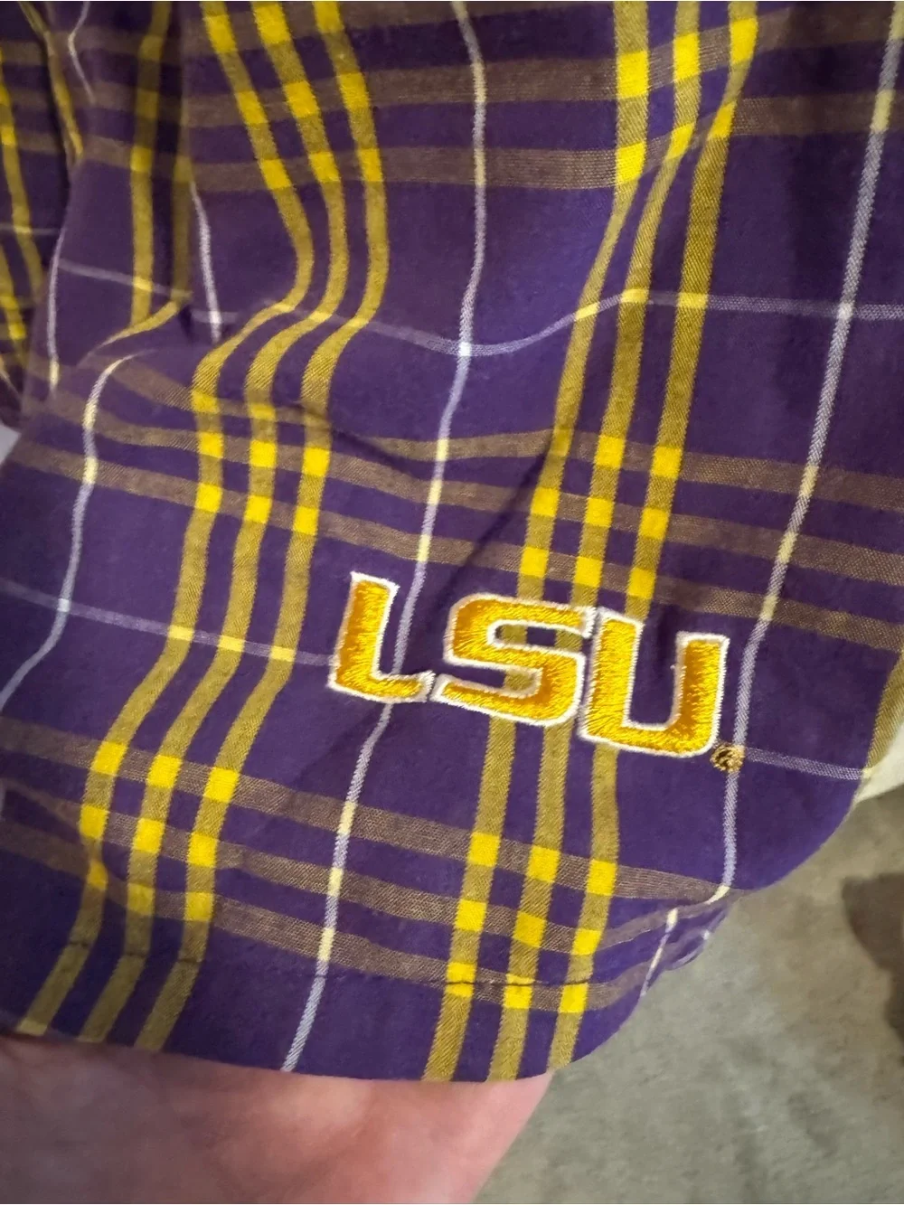 LSU Purple & Yellow Plaid Cotton Boxers